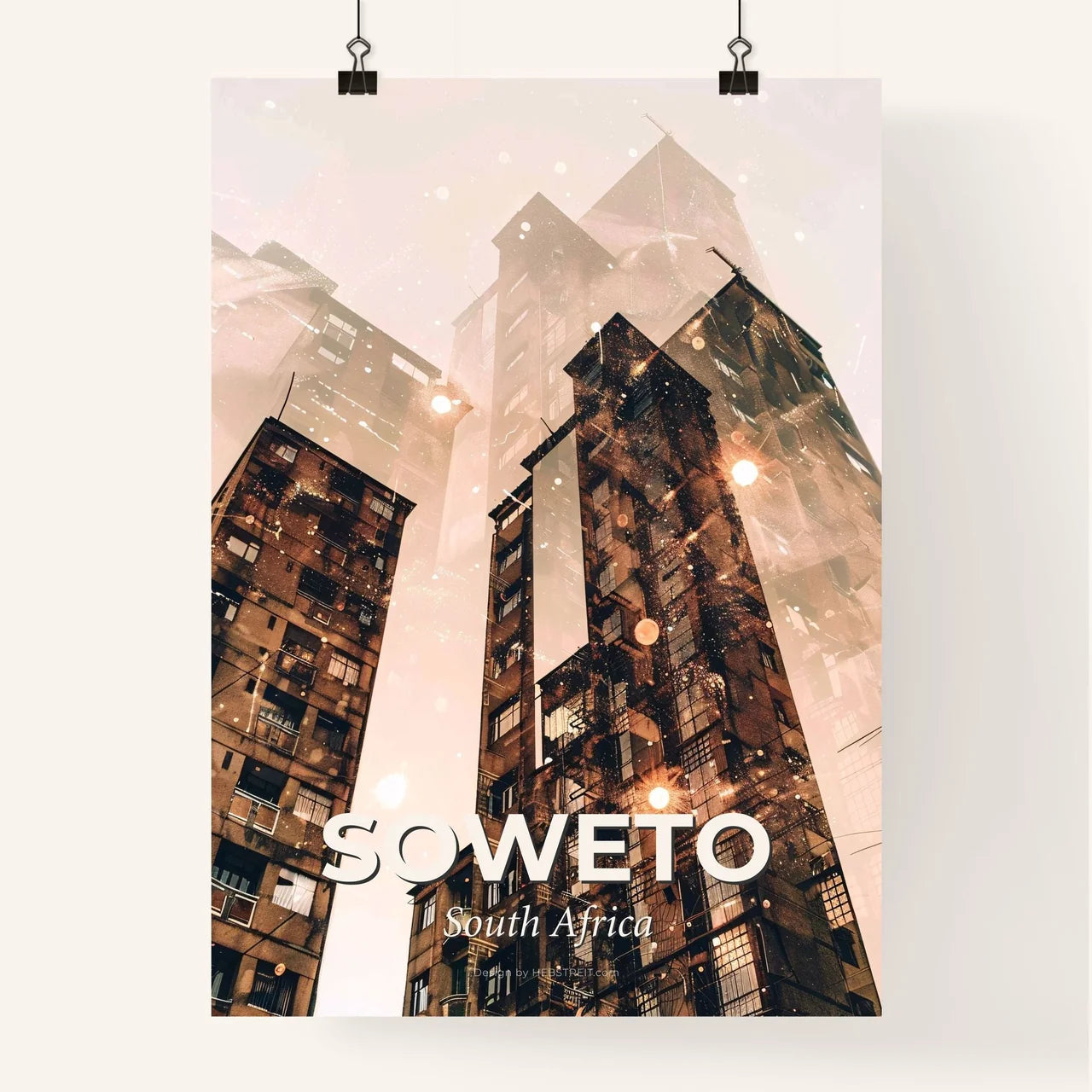 Soweto Skyline Double Exposure Cityscape Art Poster
