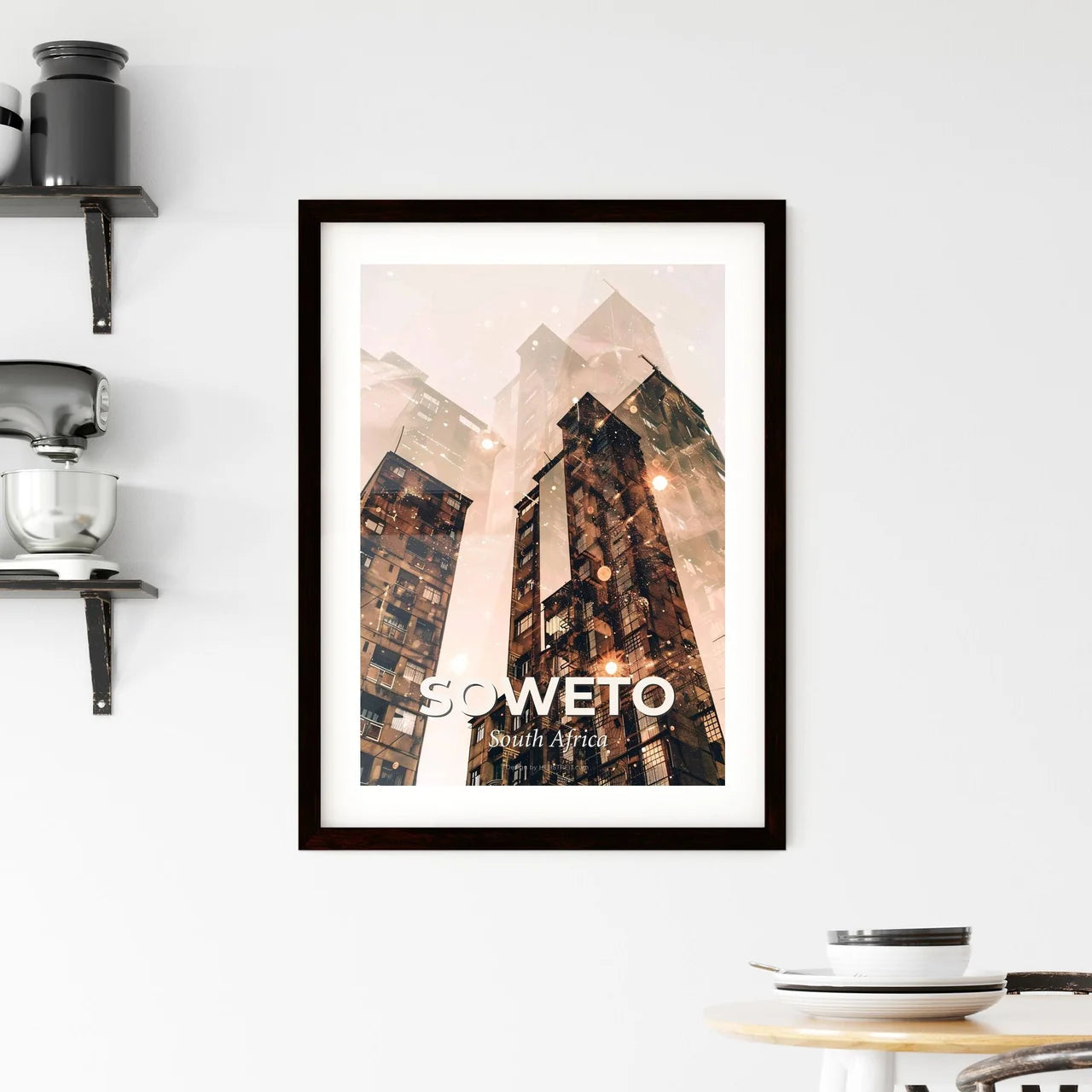 Soweto Skyline Double Exposure Cityscape Art Framed Print