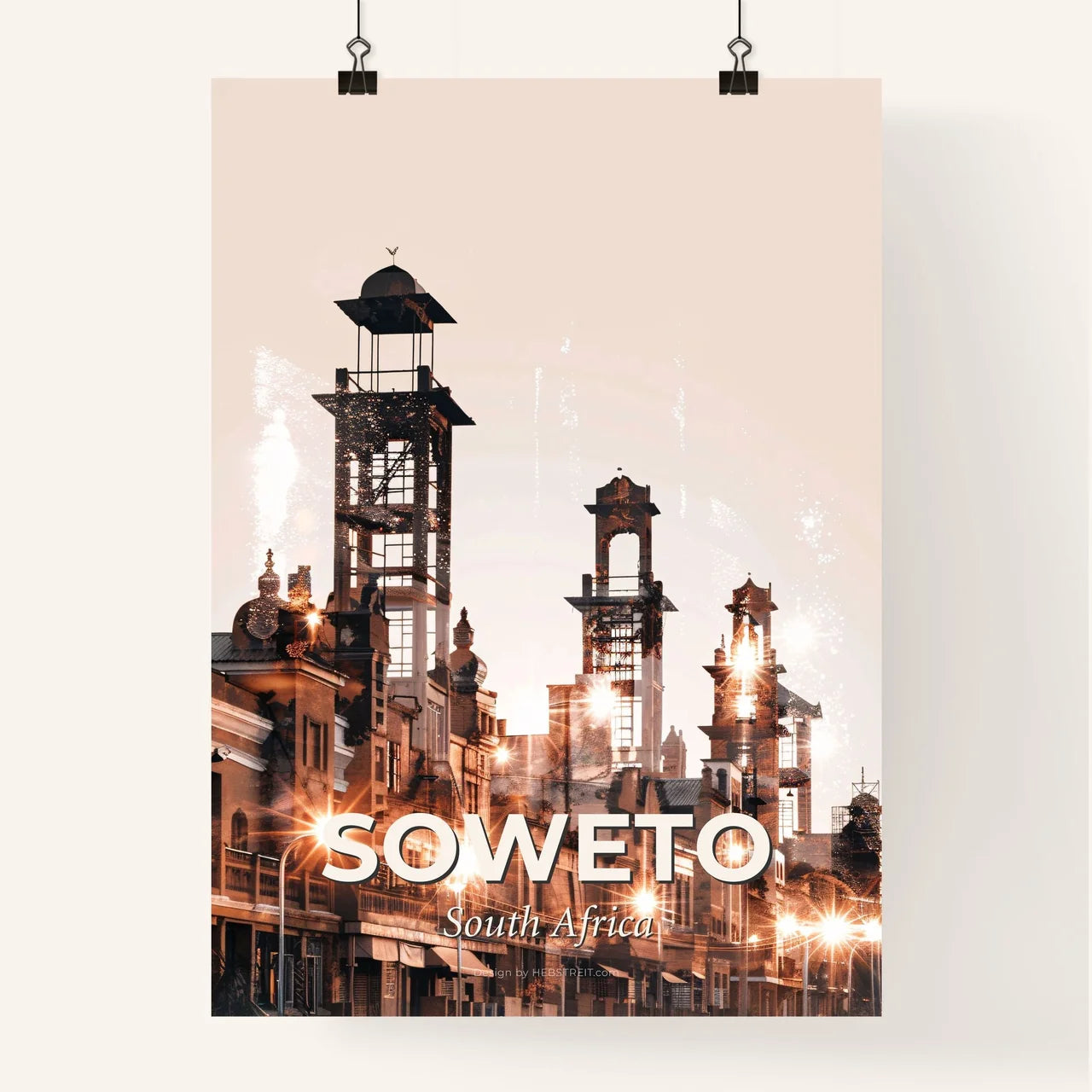 Soweto Skyline Double Exposure Art Poster Poster
