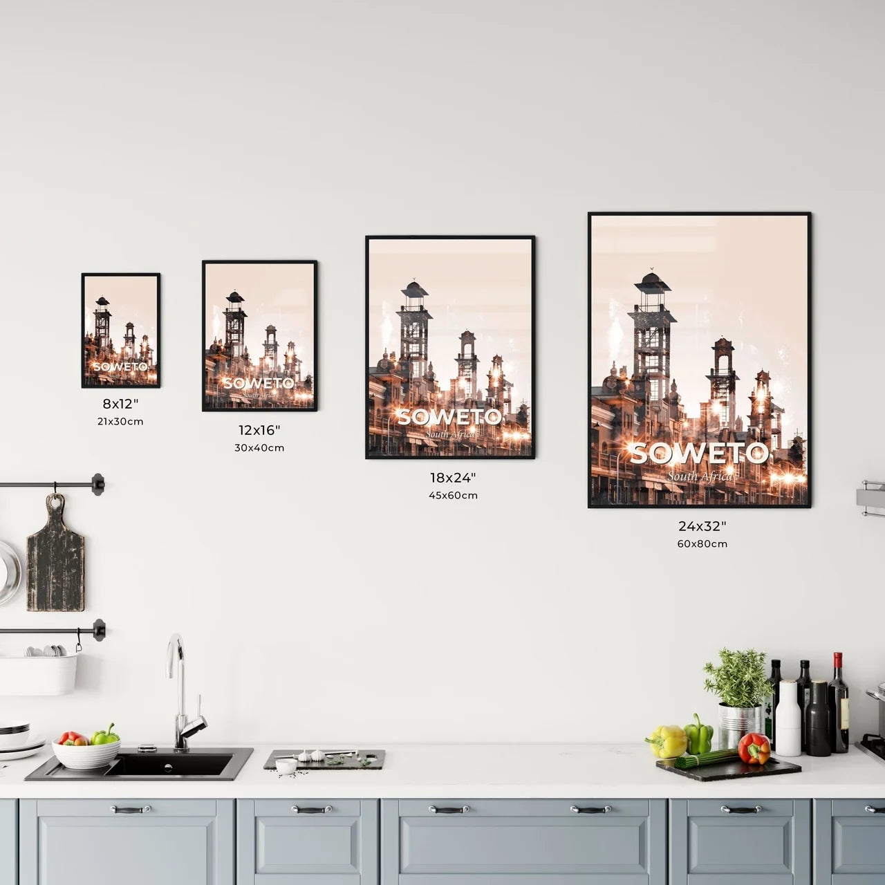 Soweto Skyline Double Exposure Art Poster Office Art
