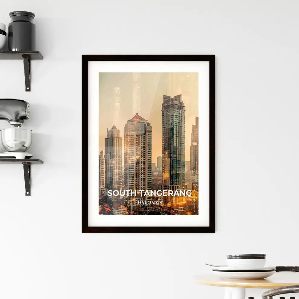 South Tangerang Skyline Composite Art Poster Framed Print