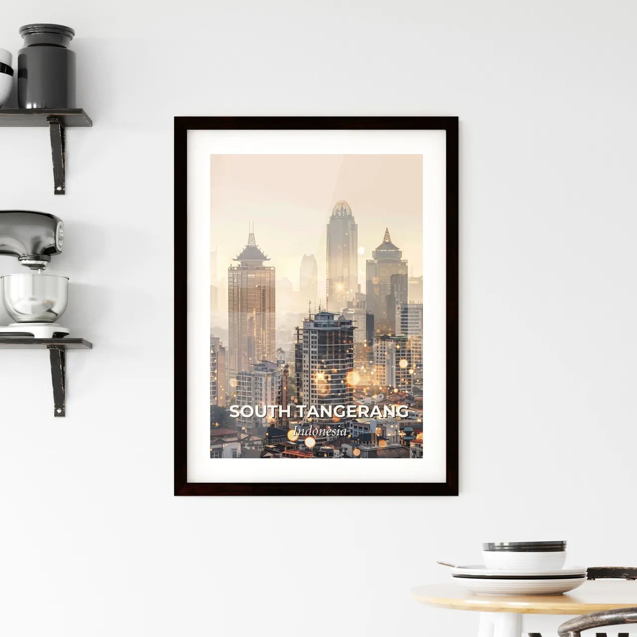 South Tangerang Double Exposure Skyline Poster Framed Print