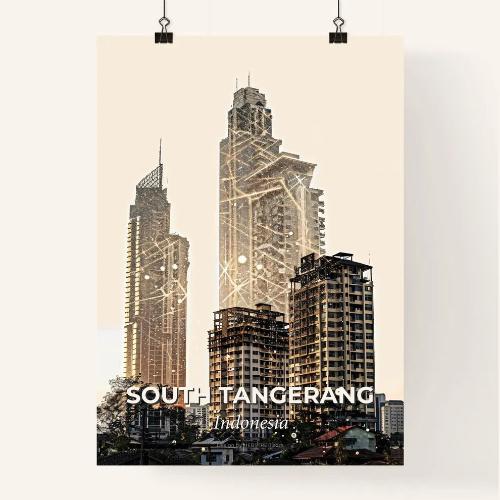 South Tangerang Skyline Double Exposure Art Poster Poster
