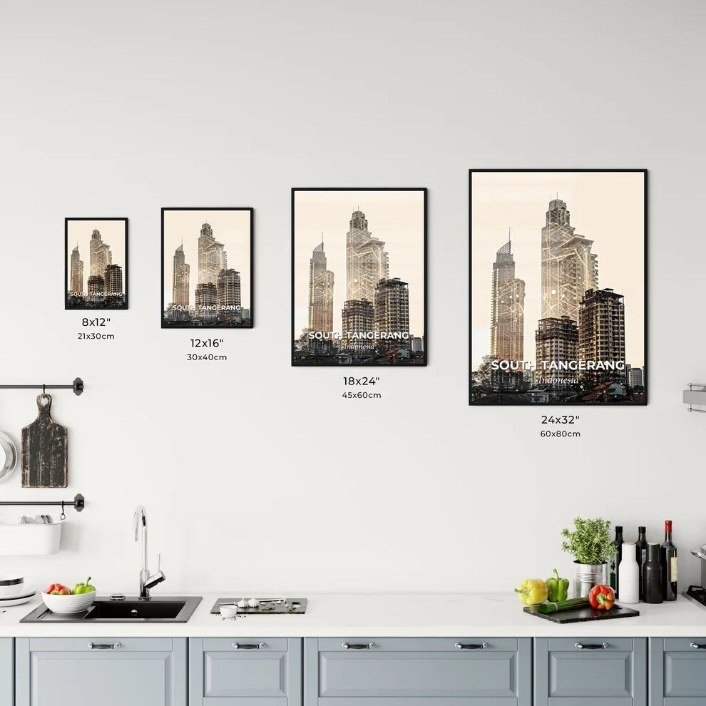 South Tangerang Skyline Double Exposure Art Poster Office Art