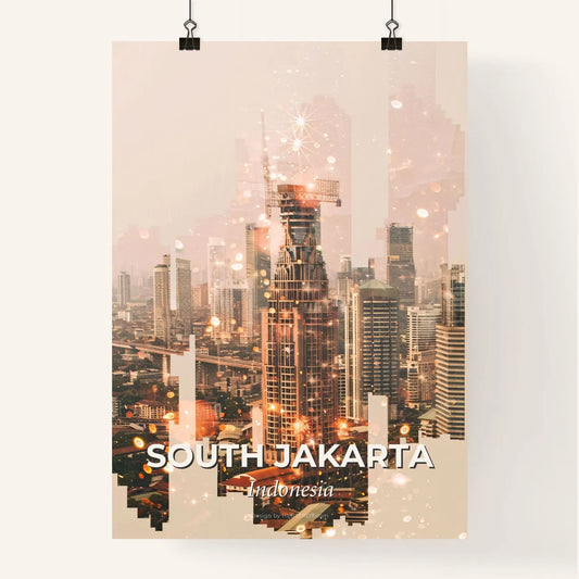 South Jakarta Skyline Double Exposure Composite Art Print Poster