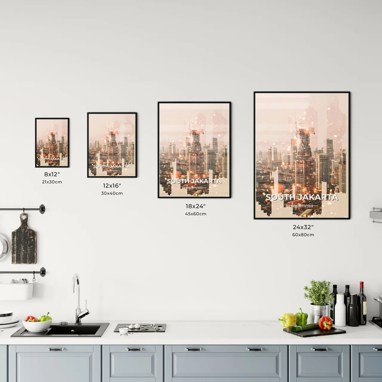 South Jakarta Skyline Double Exposure Composite Art Print Office Art