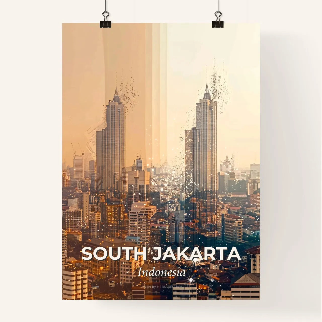 South Jakarta Skyline Composite Art City Lights Poster