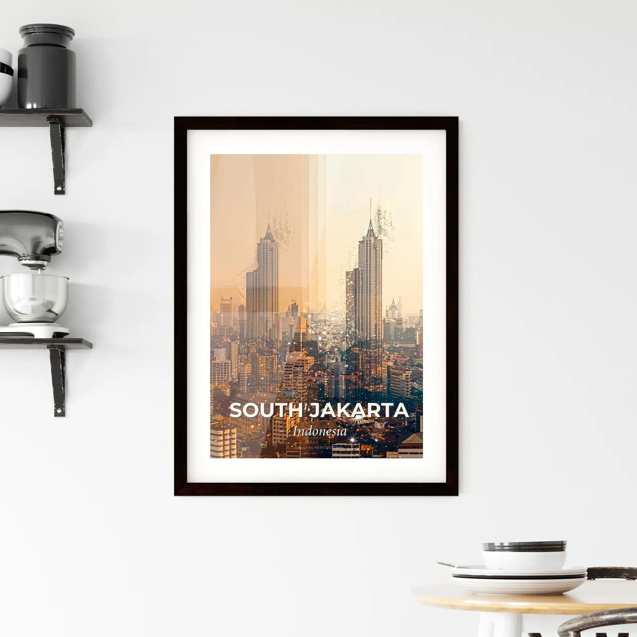 South Jakarta Skyline Composite Art City Lights Framed Print