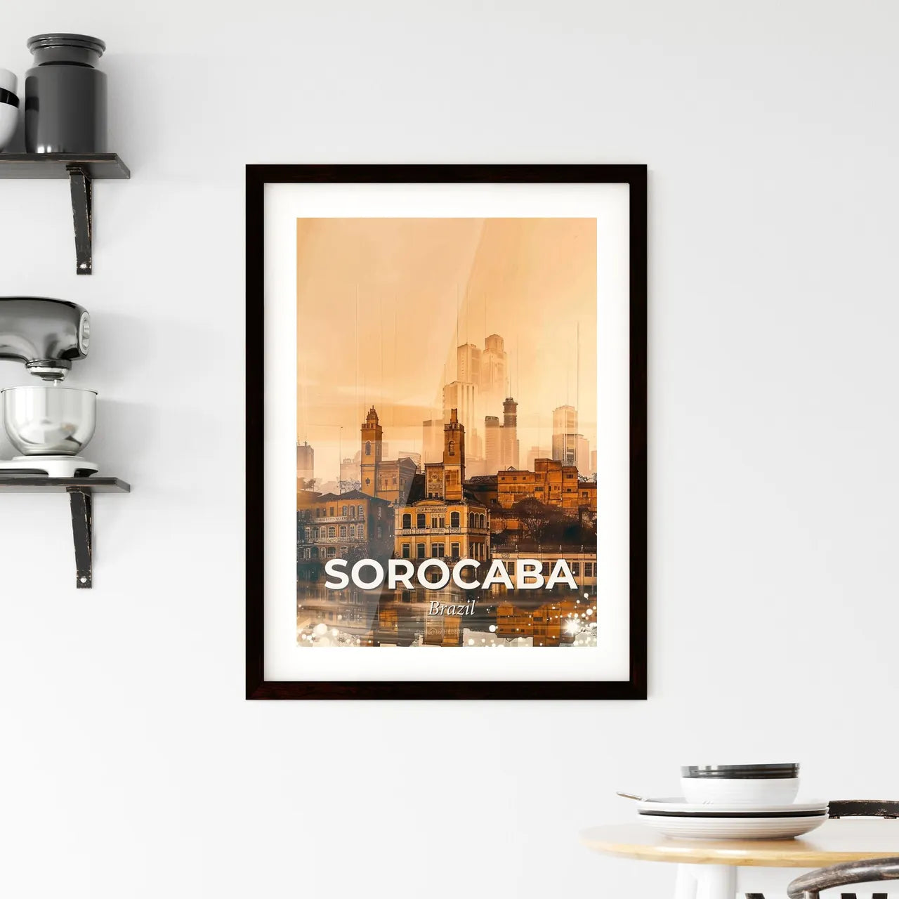 Sorocabas Skyline Composite Art Poster Framed Print