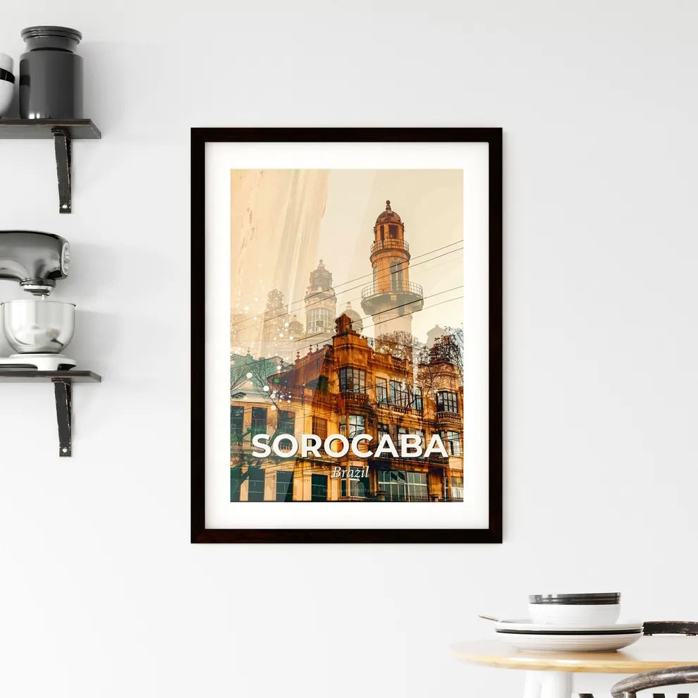 Sorocaba: City Skyline Composite Art Poster Framed Print