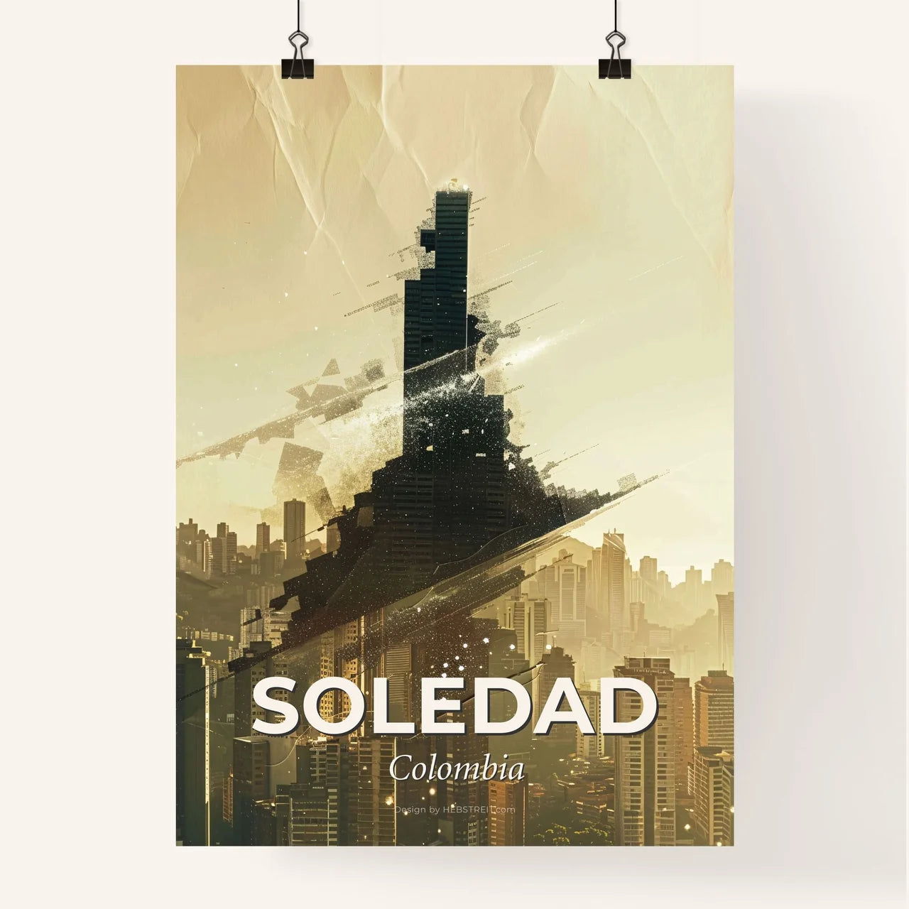 Soledad City Double Exposure Sparkle Skyline Poster