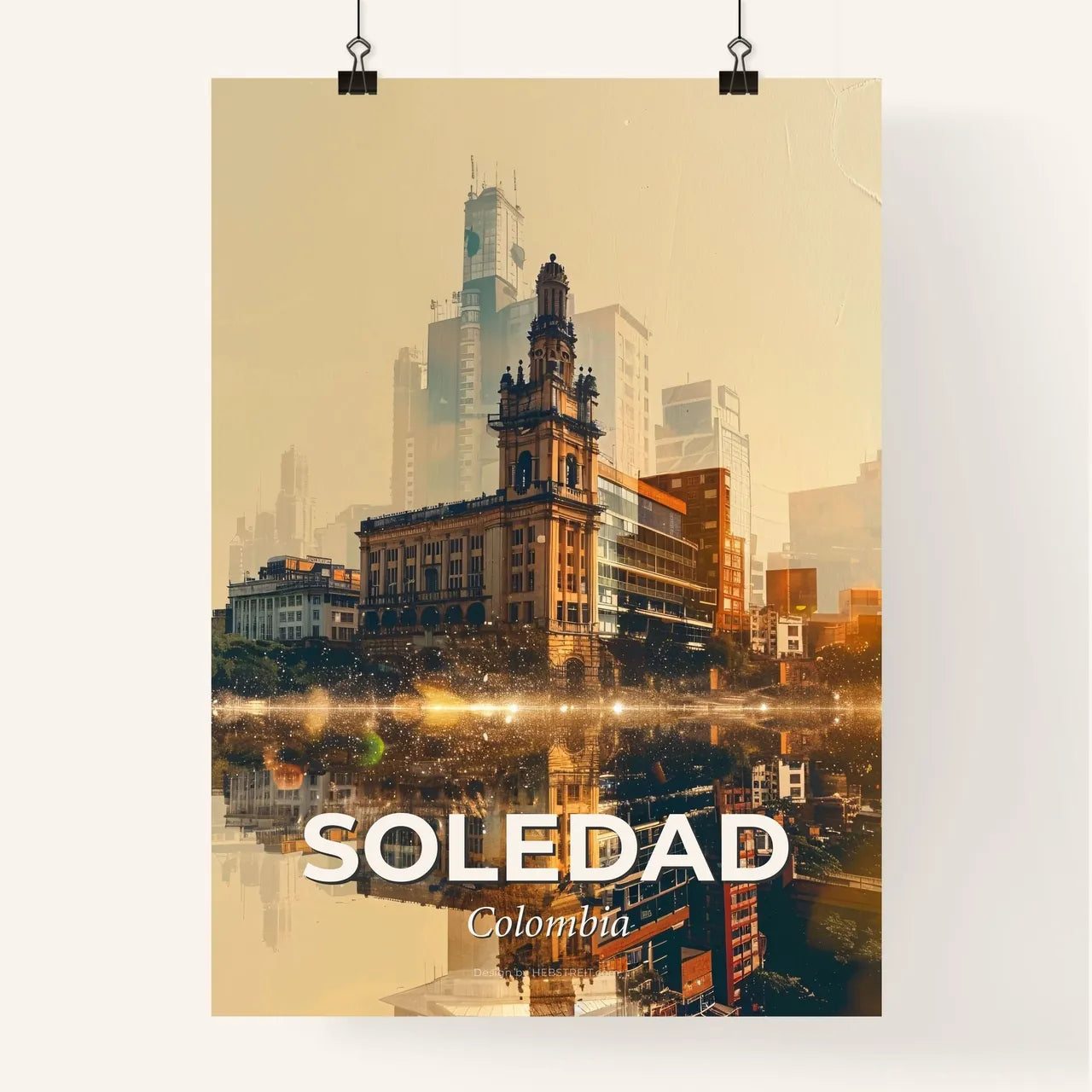 Soledad, Colombia Skyline Cityscape Art Poster Poster