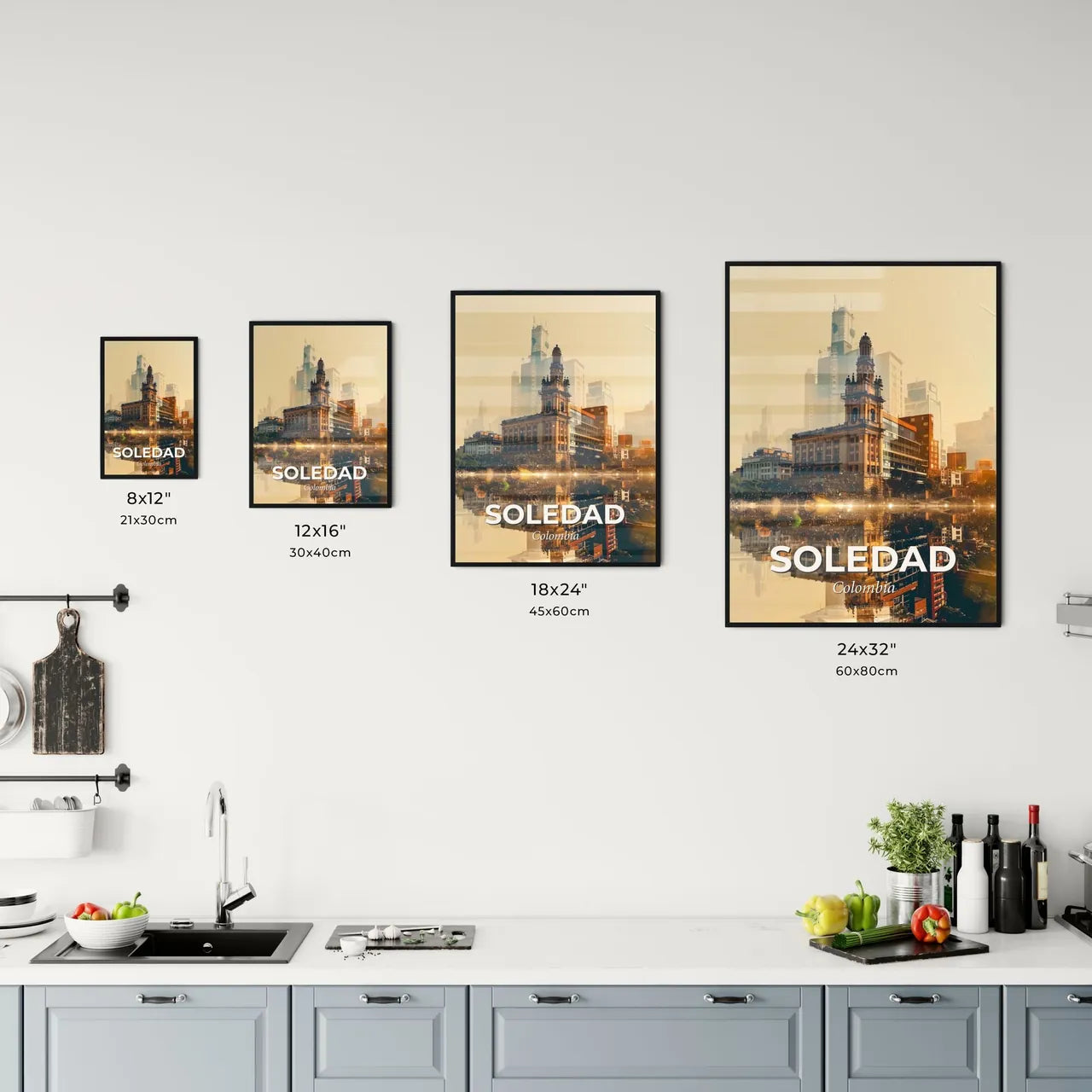 Soledad, Colombia Skyline Cityscape Art Poster Office Art