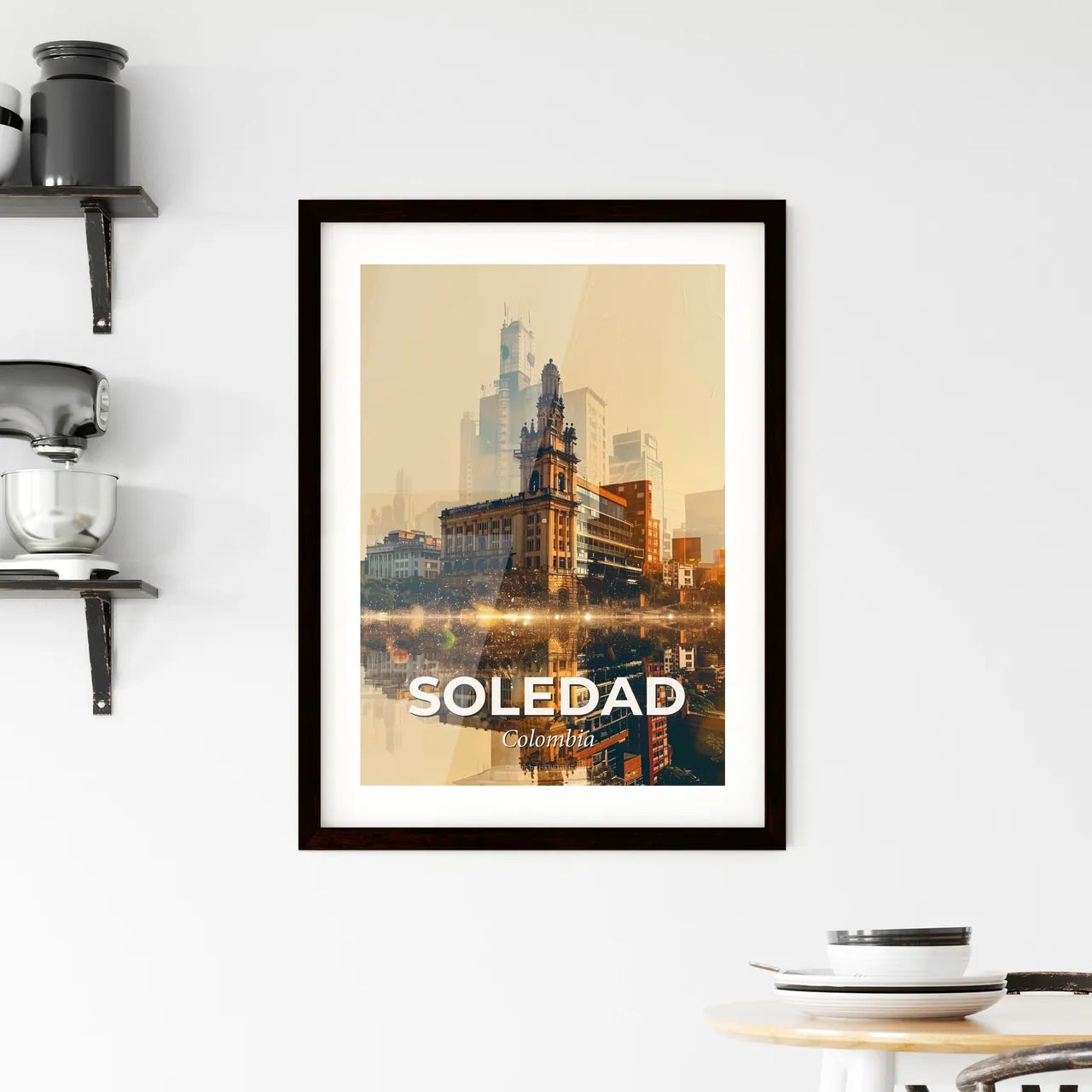 Soledad, Colombia Skyline Cityscape Art Poster Framed Print