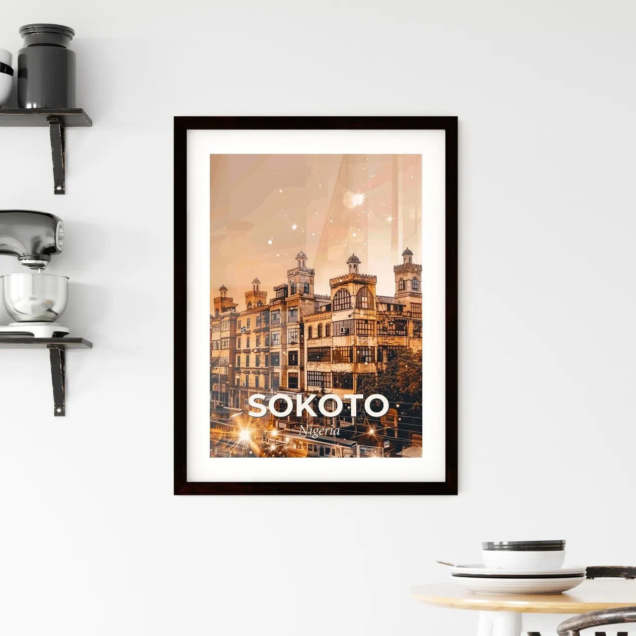 Sokoto Skyline Double Exposure Composite Art Framed Print