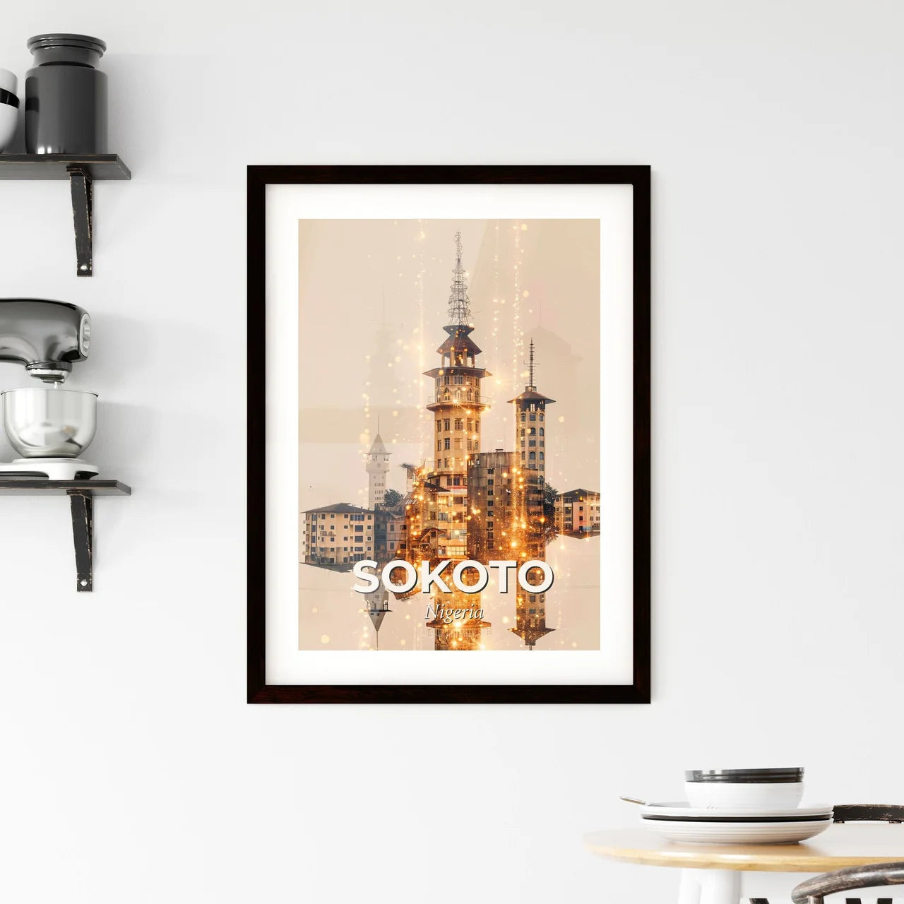 Sokoto Skyline Double Exposure Poster Art Framed Print