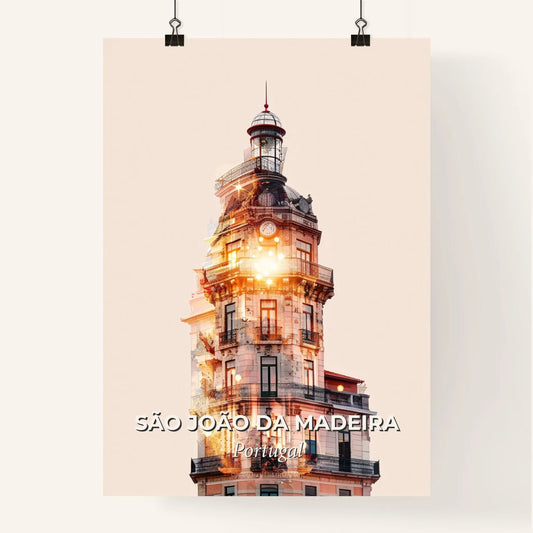 São João da Madeira, Portugal, double exposure composite art skyline Poster