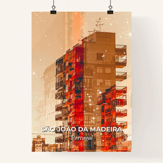 São João da Madeira, Portugal, double exposure composite art skyline Poster