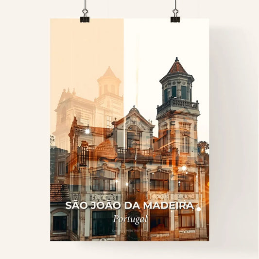 Sao Joao da Madeira Skyline Double Exposure Poster Poster