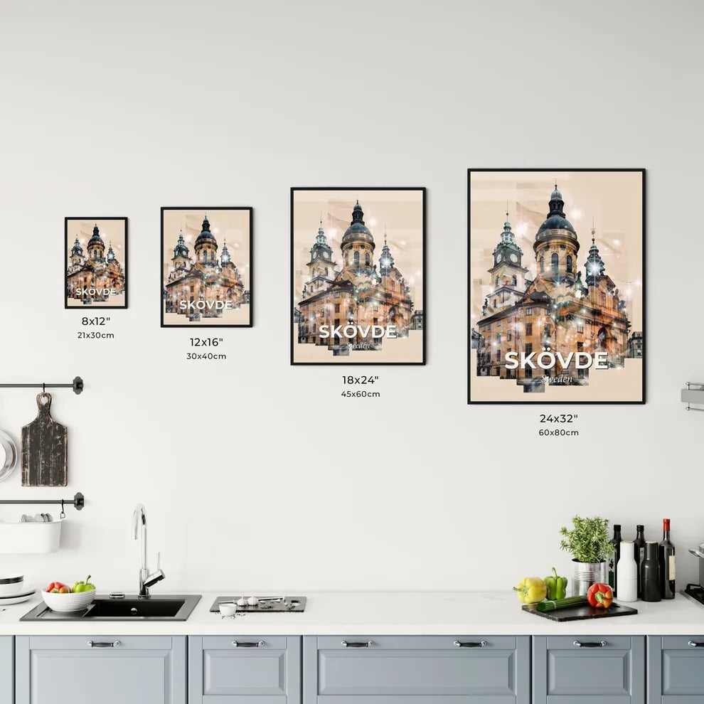Skövde Skyline Composite Poster Brilliance Office Art