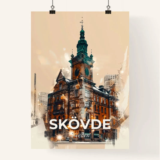 Skövde City Skyline Night Lights Poster Design Poster