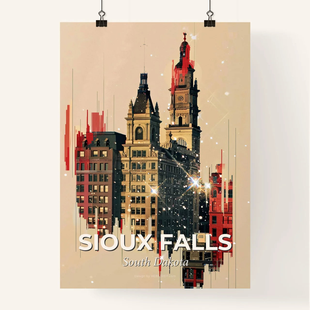 Sioux Falls City Skyline Artistic Poster Poster