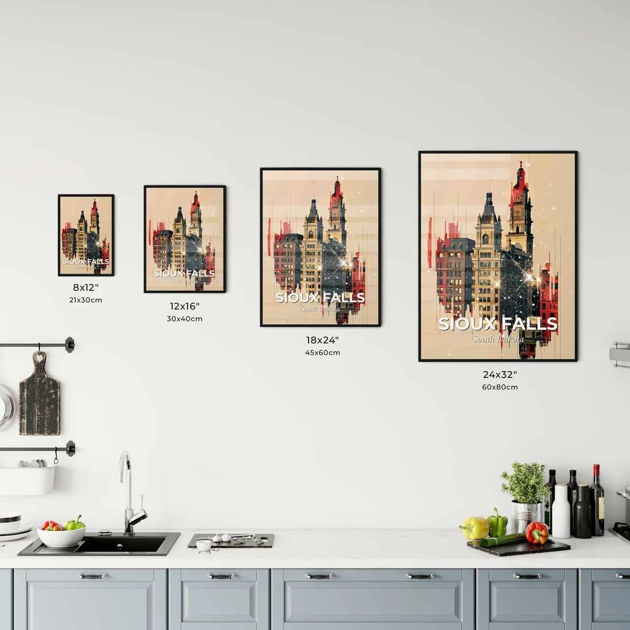 Sioux Falls City Skyline Artistic Poster Office Art