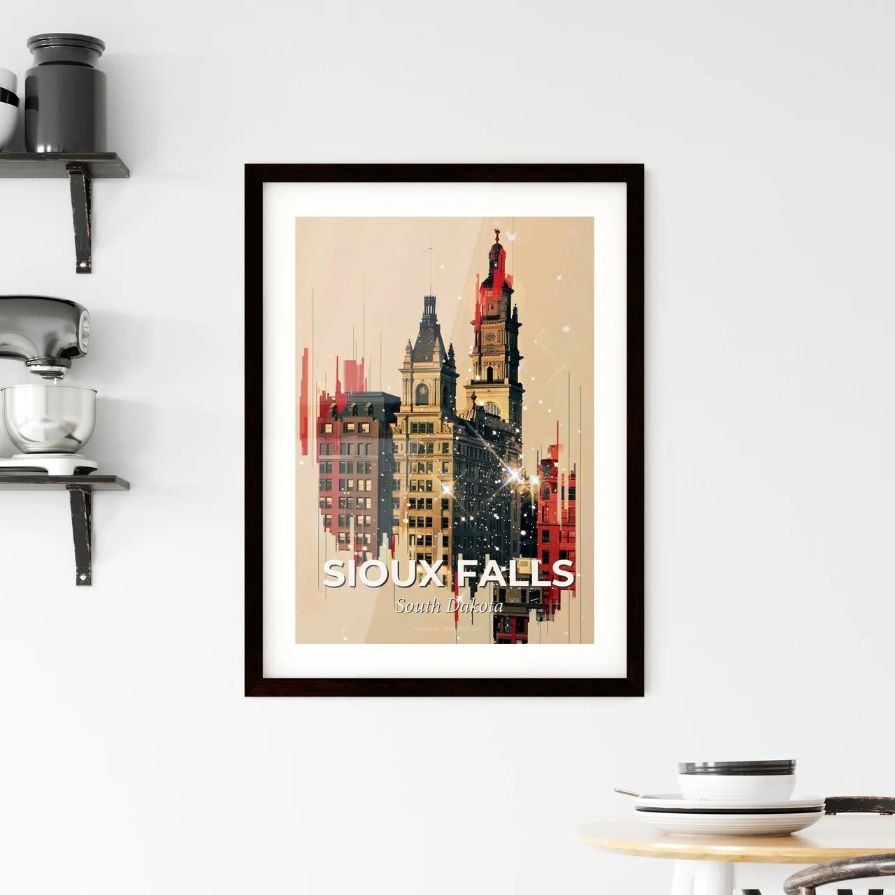 Sioux Falls City Skyline Artistic Poster Framed Print