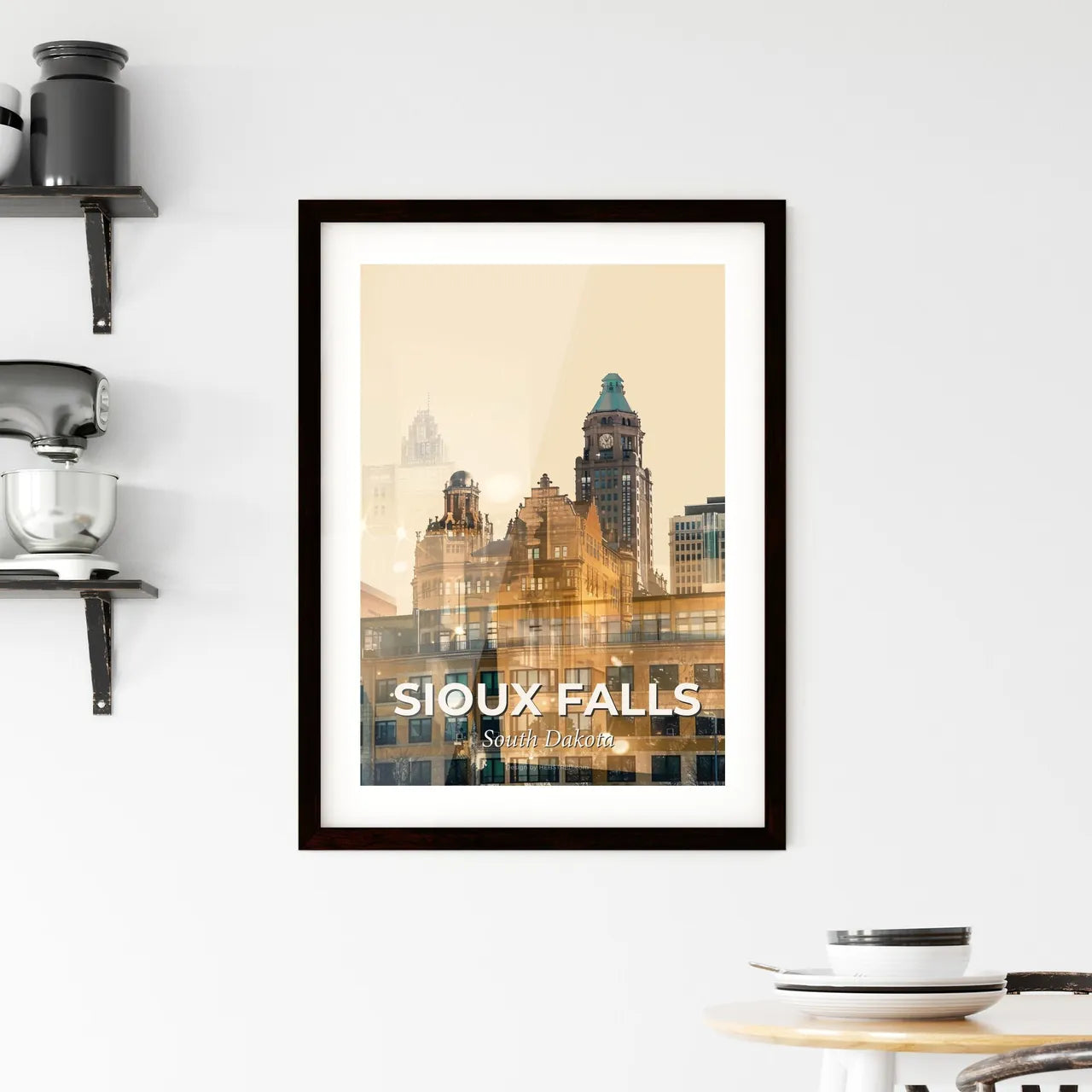 Sioux Falls City Skyline Art Deco Framed Print