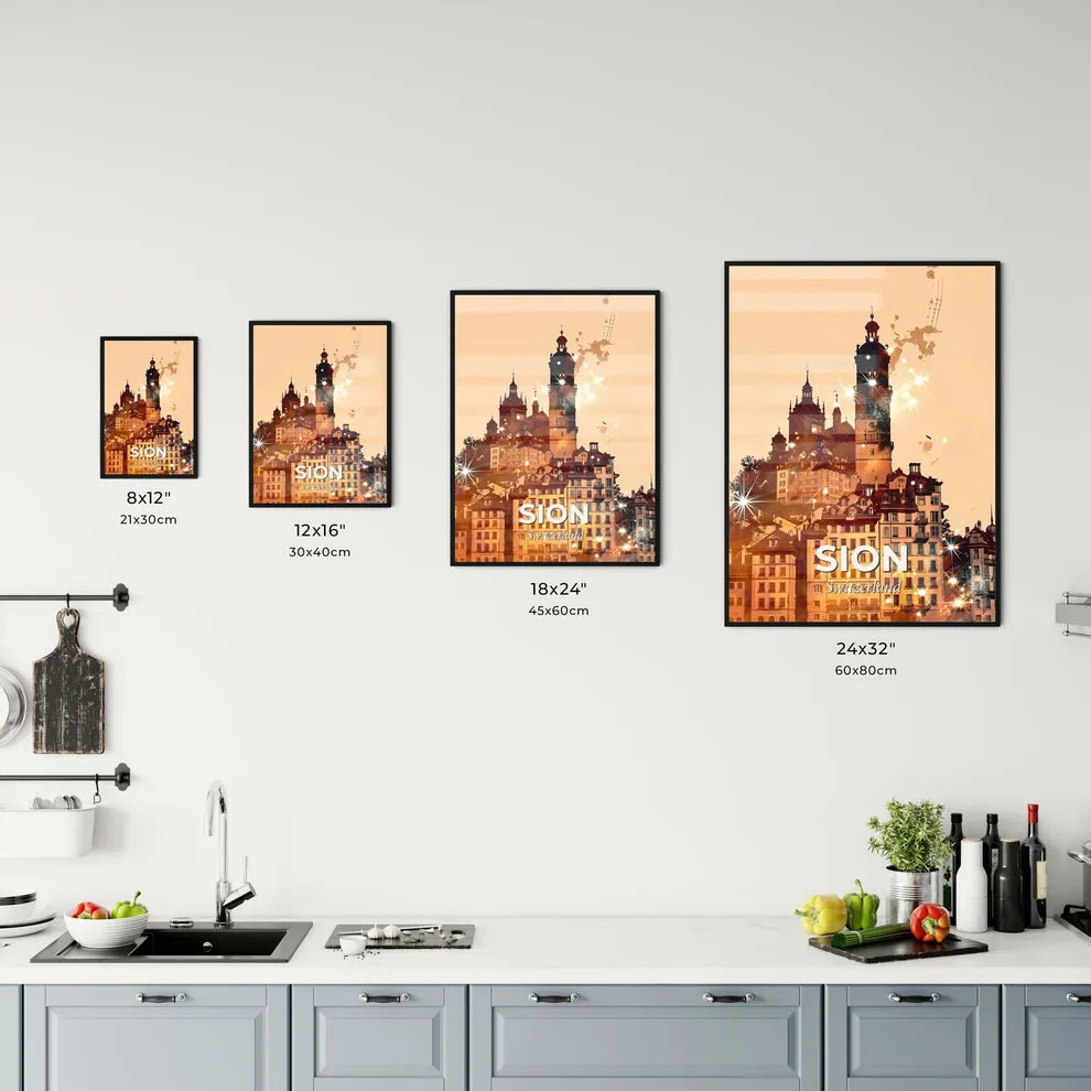 Sion Skyline: Local Colors on Beige Office Art