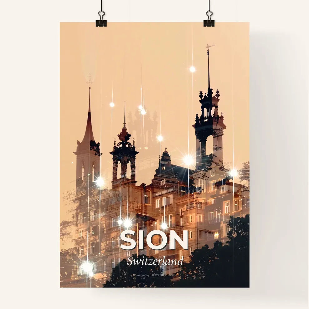 Sion Skyline Double Exposure Art Poster Poster