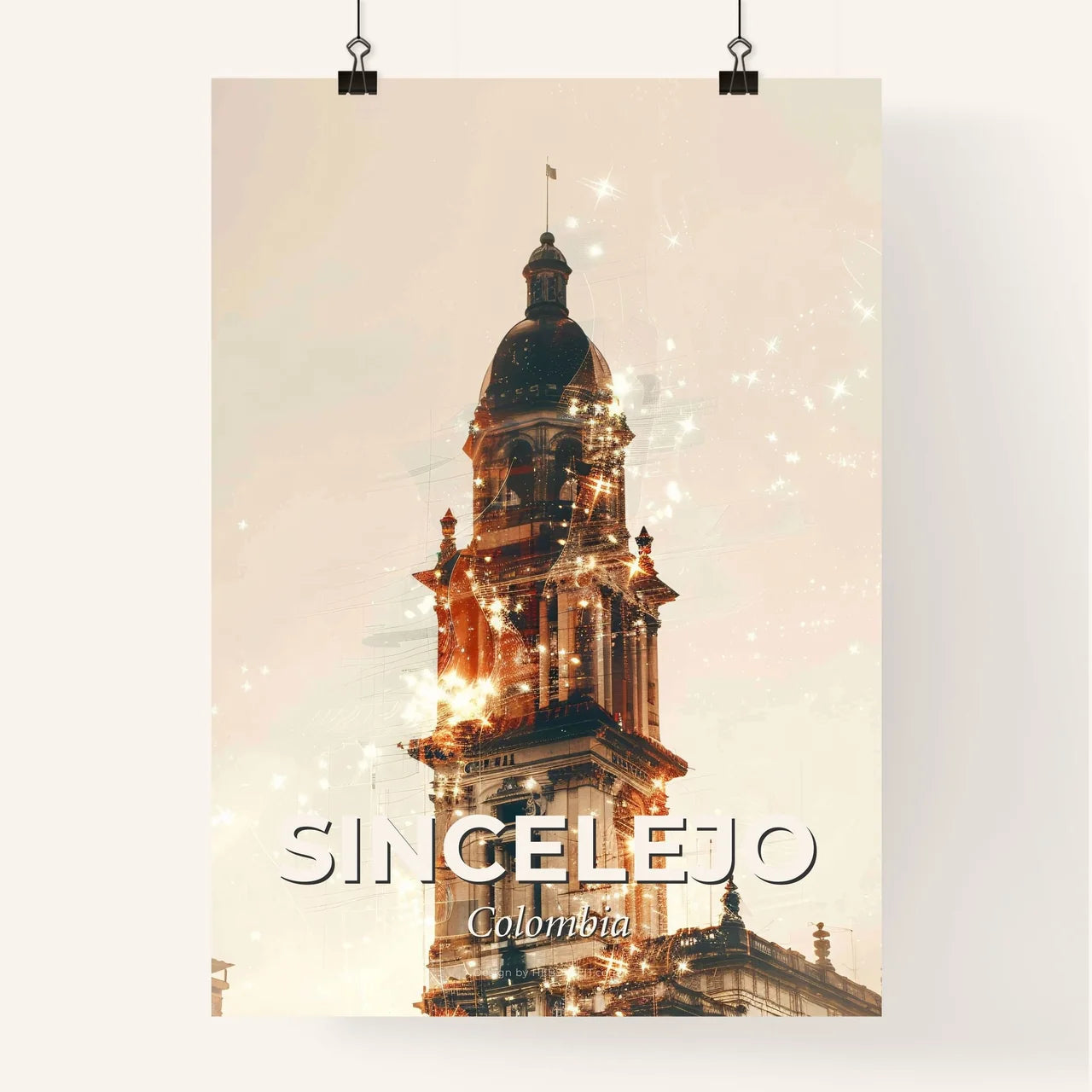 Sincelejo Skyline Colombian Architecture Glow Poster