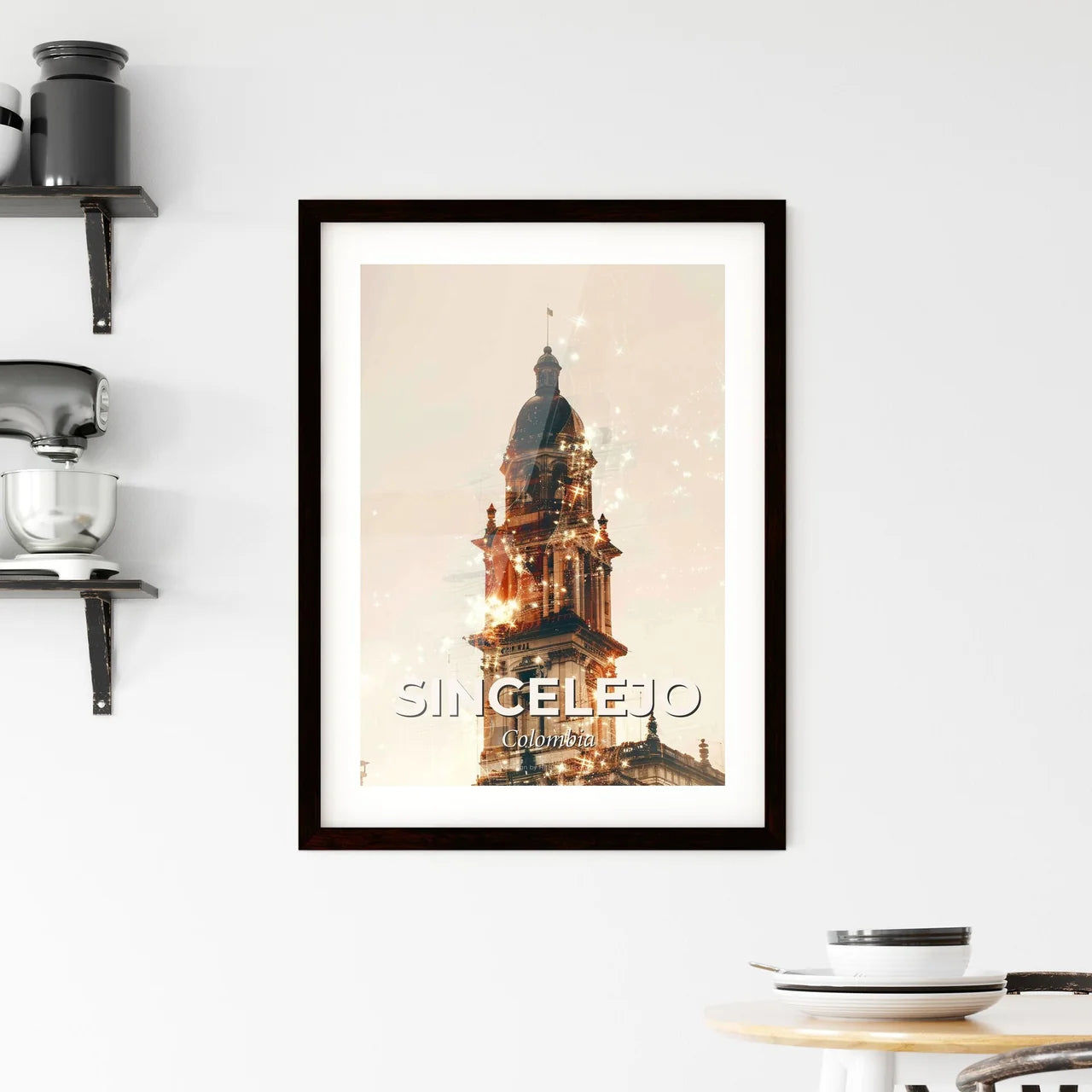 Sincelejo Skyline Colombian Architecture Glow Framed Print