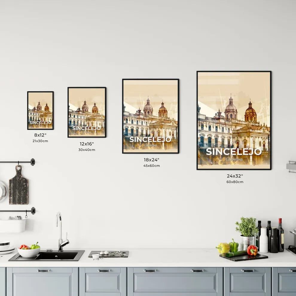 Sincelejo City Skyline Double Exposure Art Print Office Art
