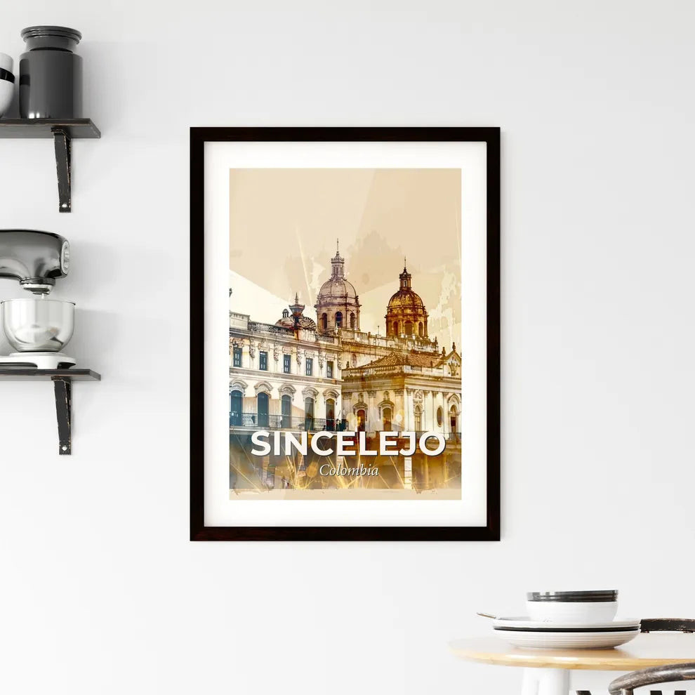 Sincelejo City Skyline Double Exposure Art Print Framed Print