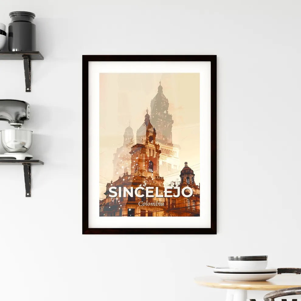 Sincelejo City Tribute Skyline Poster Design Framed Print