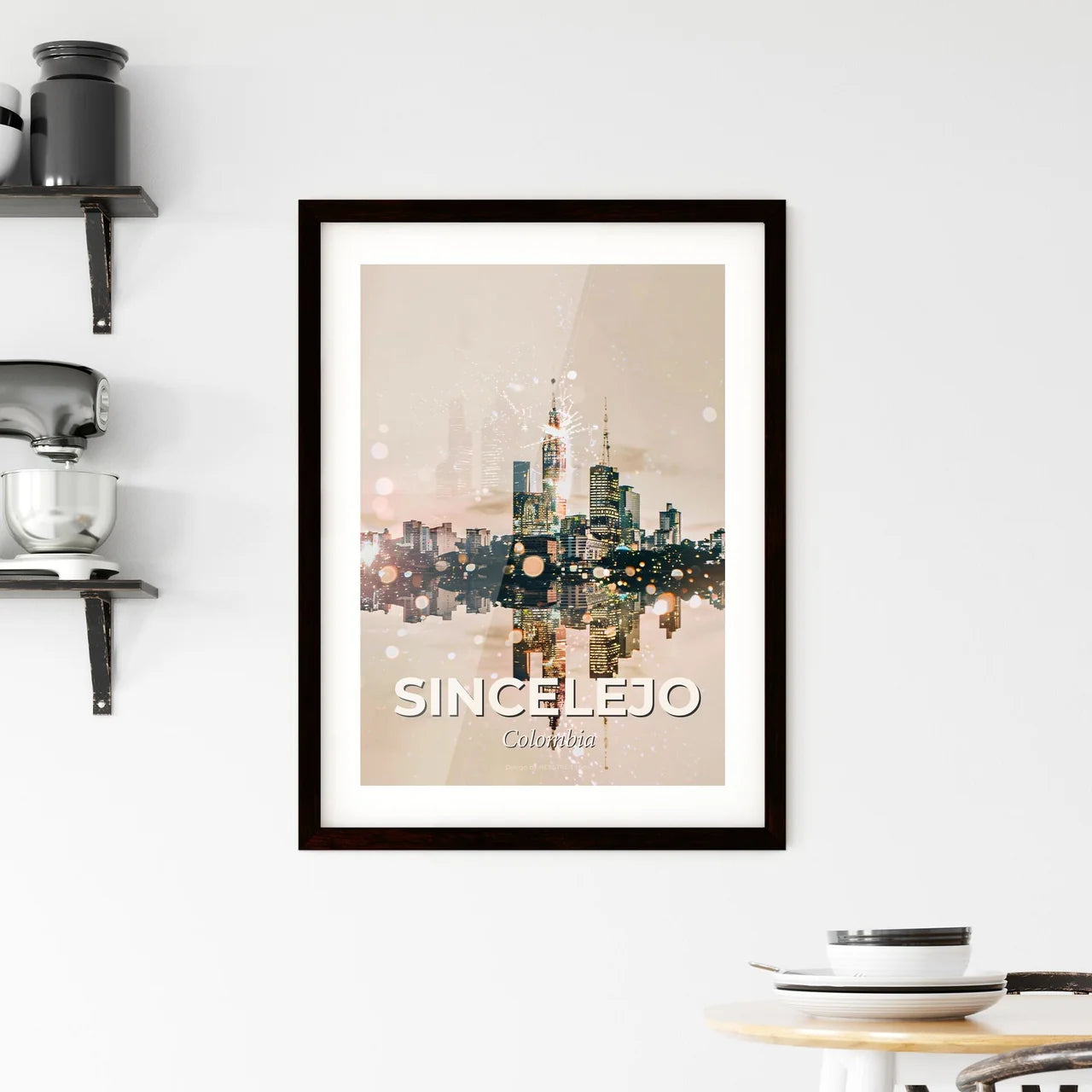 Sincelejo Skyline Architectural Composite Poster Framed Print
