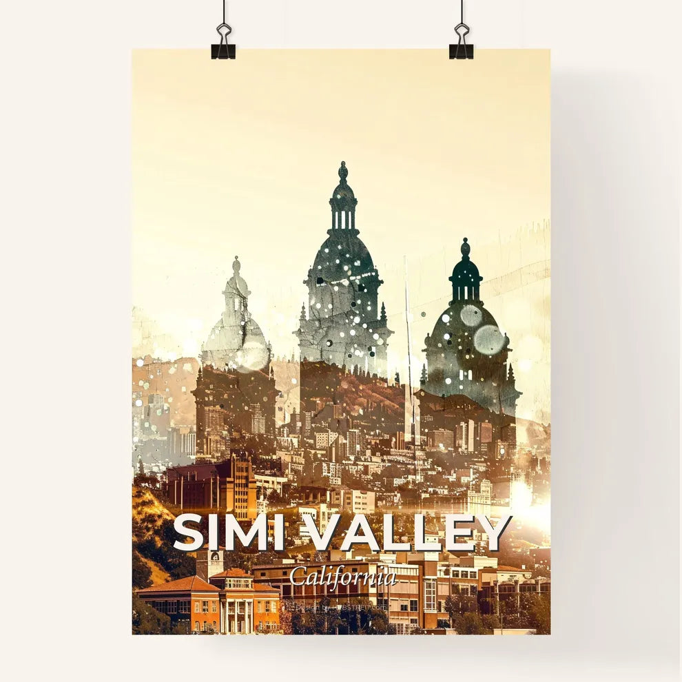Simi Valley City Skyline Double Exposure Poster Art Poster