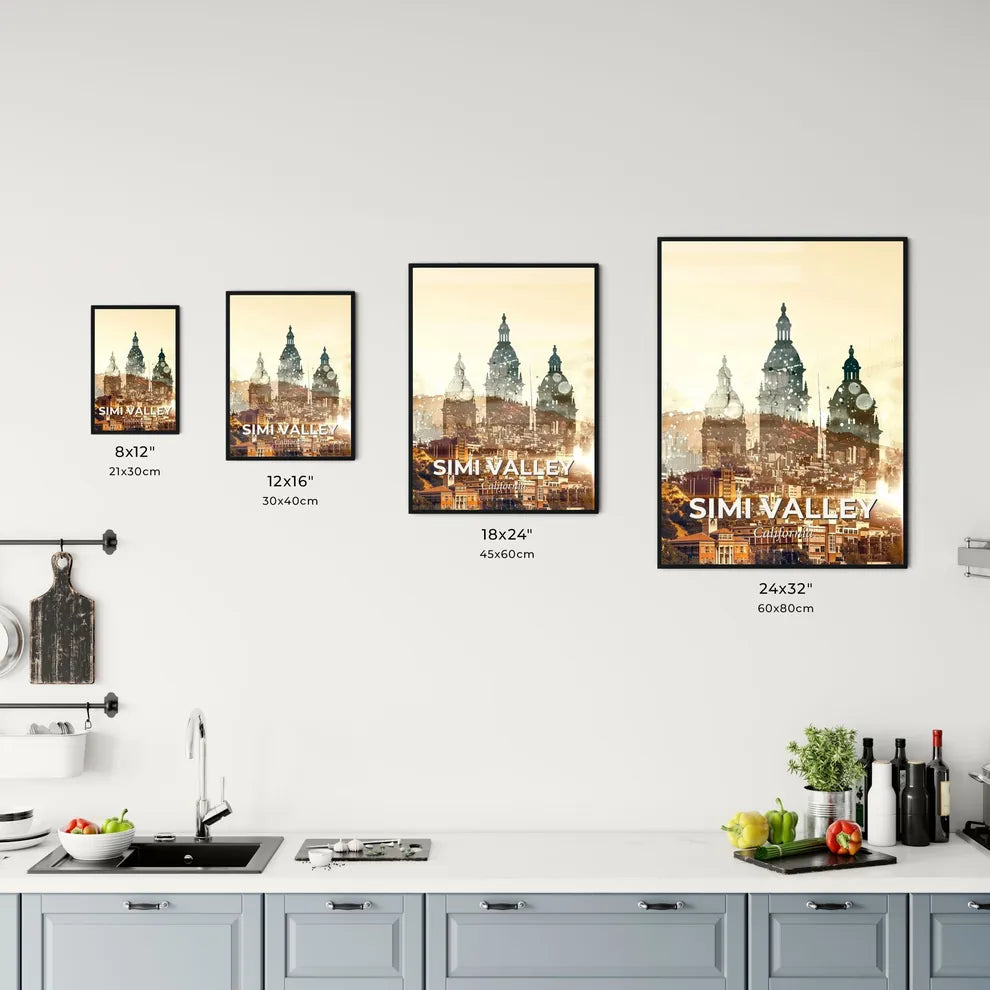 Simi Valley City Skyline Double Exposure Poster Art Office Art