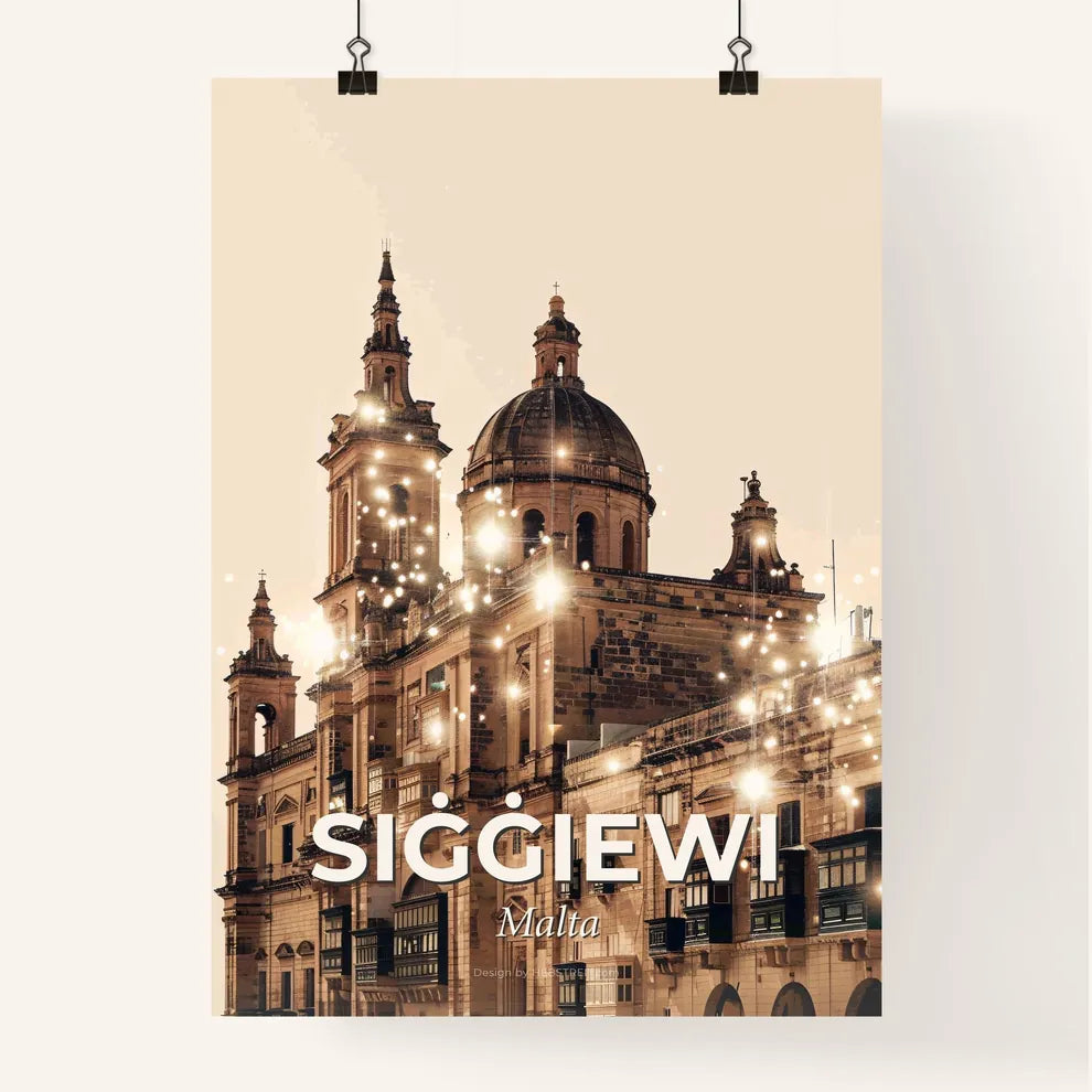Siggiewi Malta City Skyline Architectural Composite Art Poster Poster