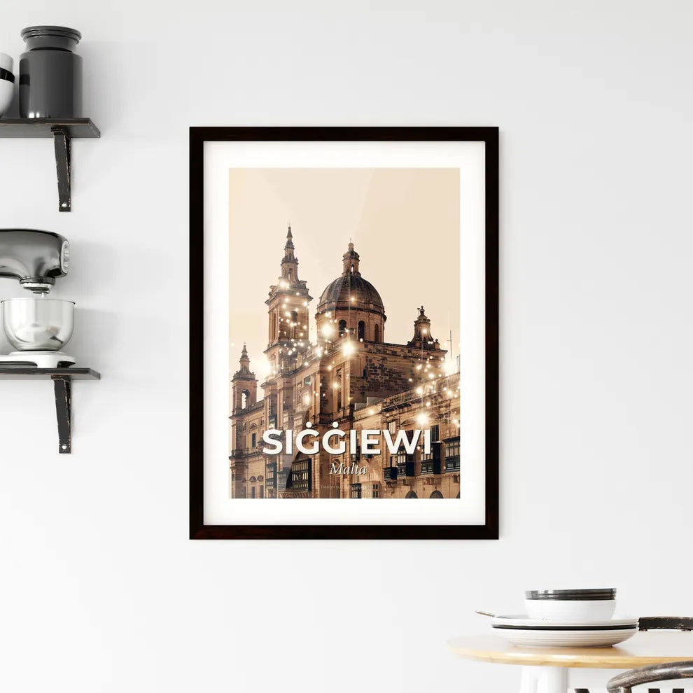 Siggiewi Malta City Skyline Architectural Composite Art Poster Framed Print