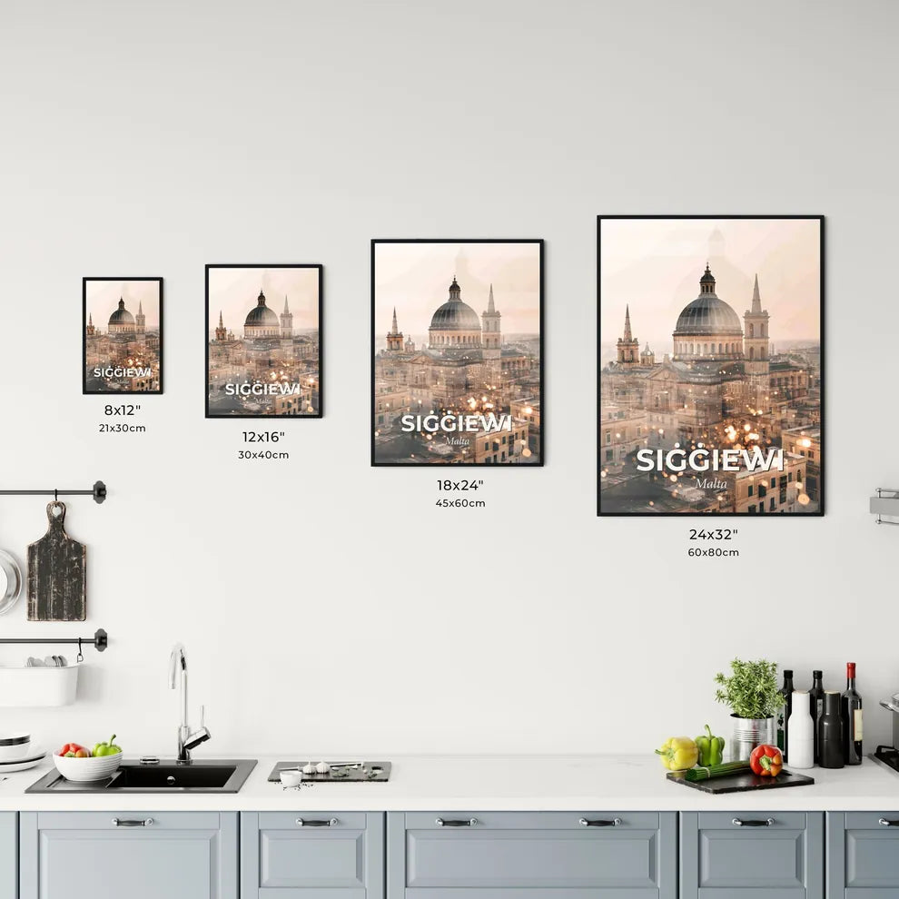 Siggiewi Malta Skyline Composite Art Print Poster Office Art