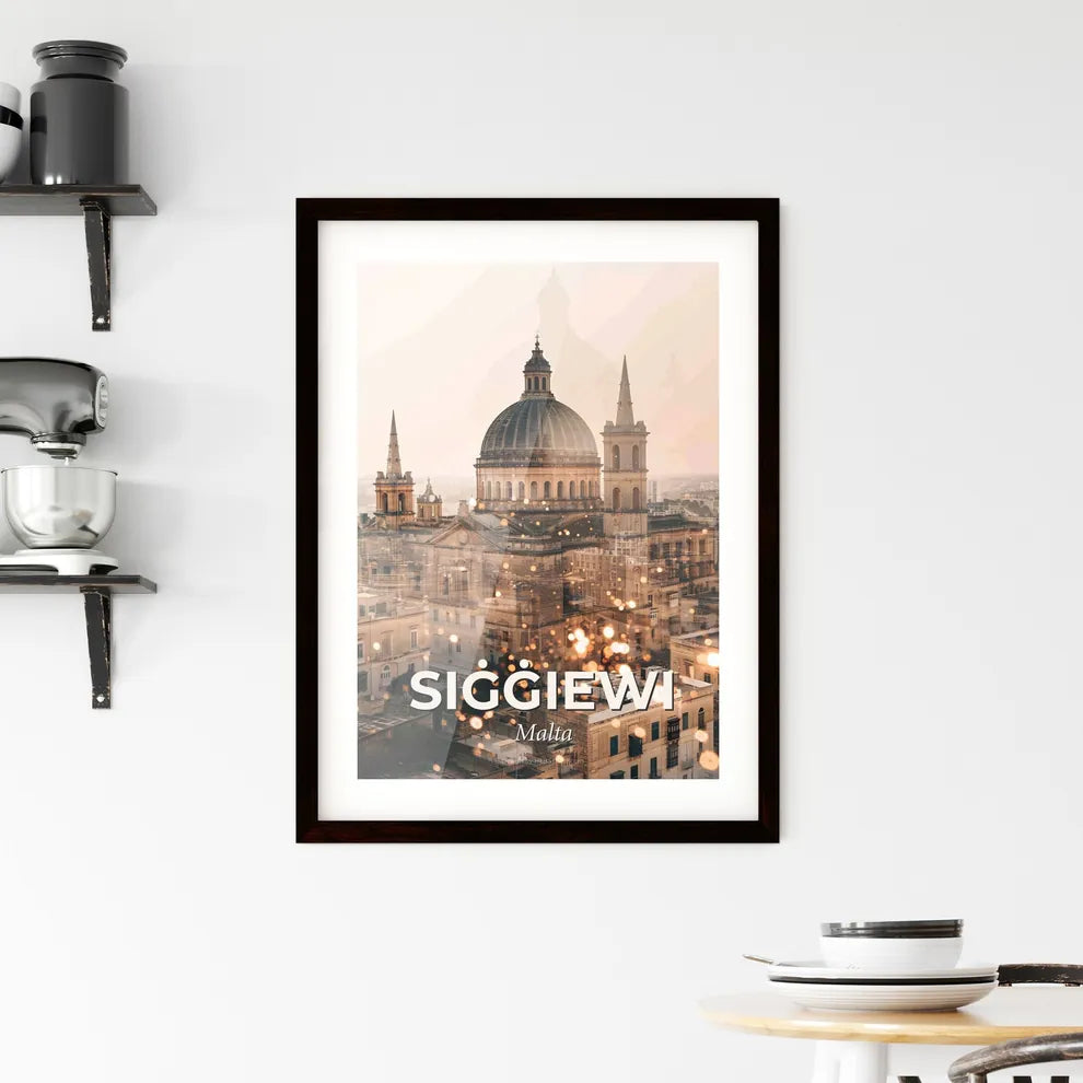 Siggiewi Malta Skyline Composite Art Print Poster Framed Print