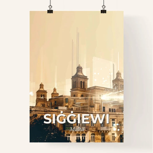 Siggiewi City Skyline Double Exposure Poster Art Poster