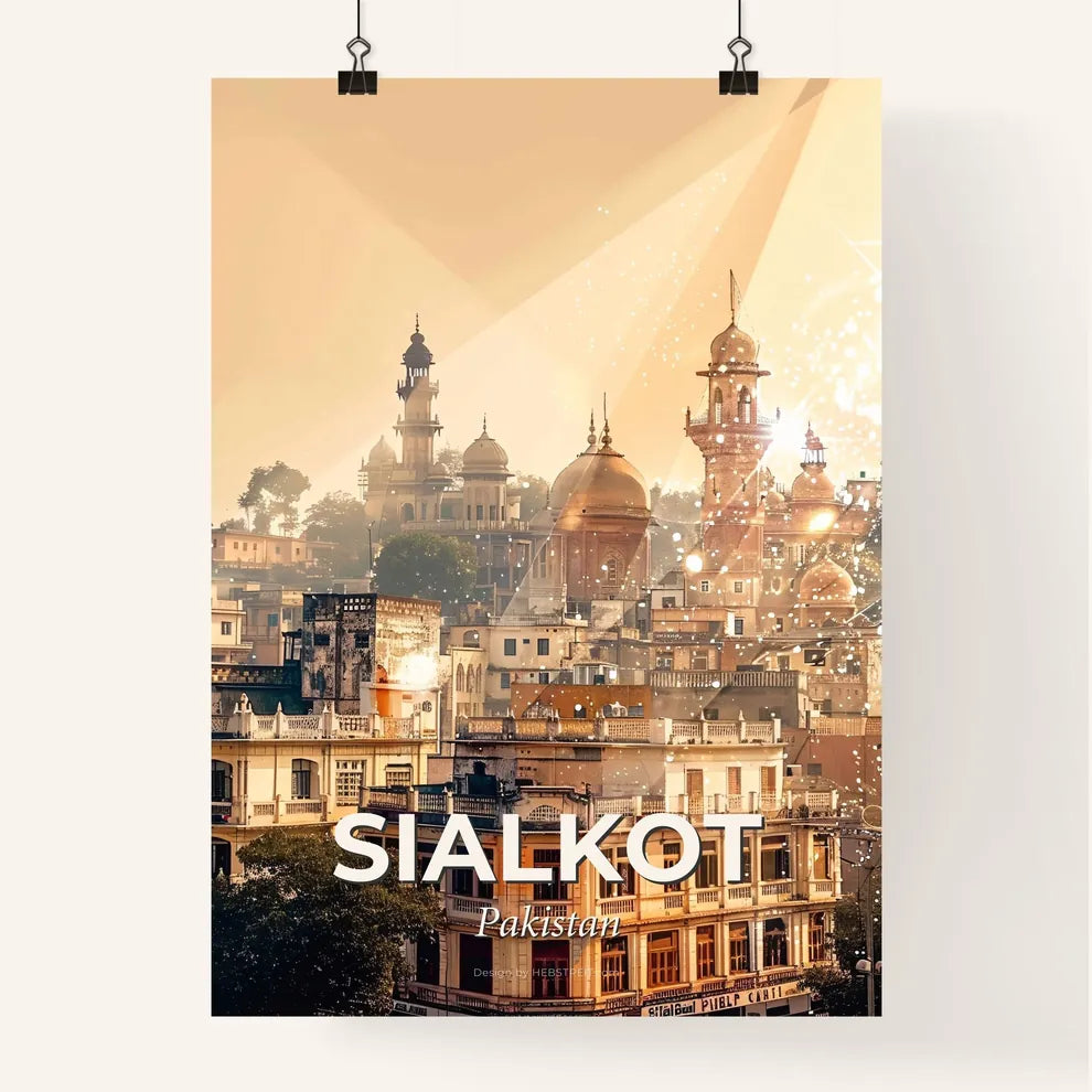 Sialkot City Skyline Double Exposure Composite Art Poster