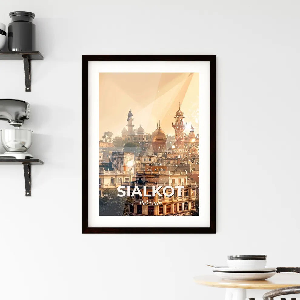 Sialkot City Skyline Double Exposure Composite Art Framed Print