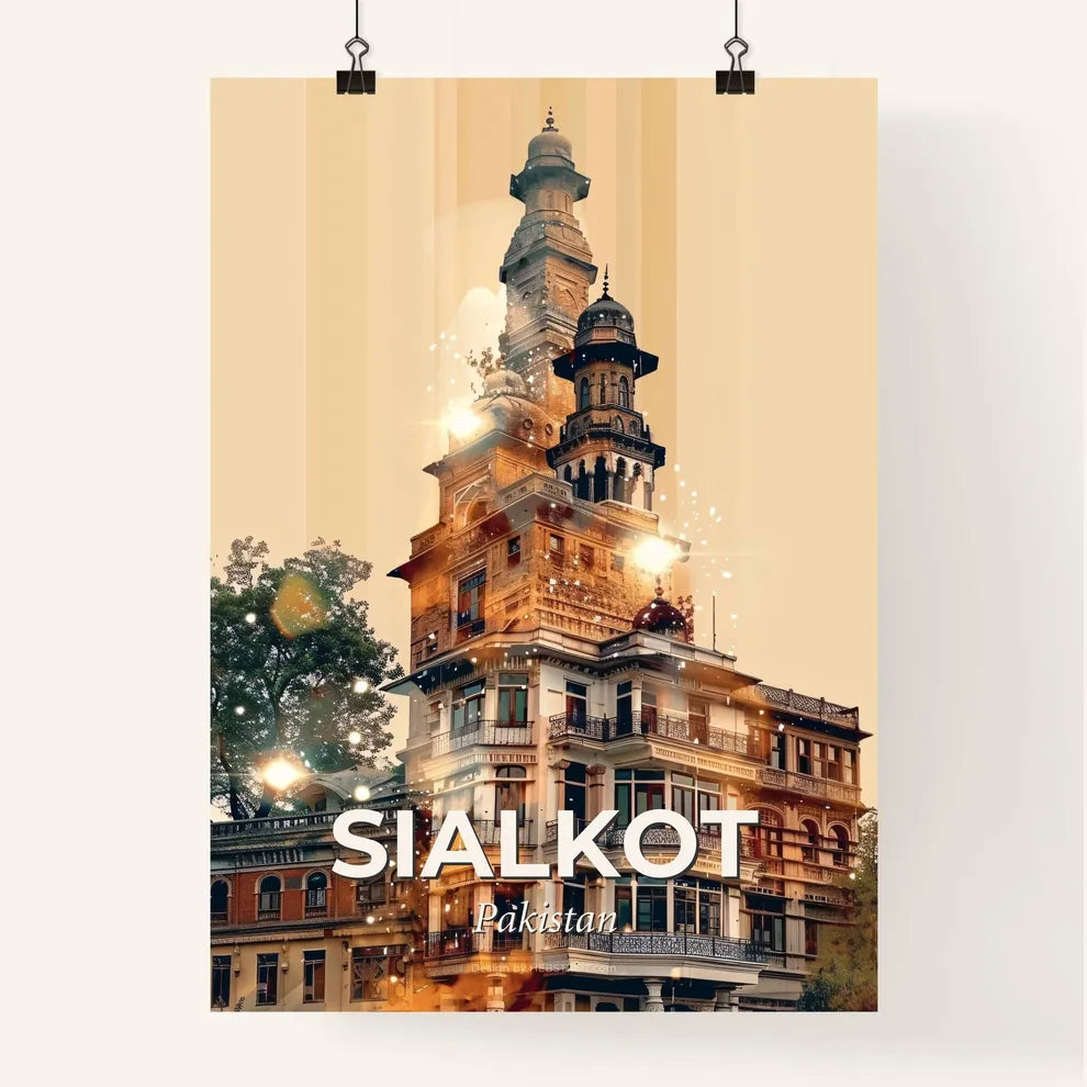 Sialkot Skyline Iconic Architecture Art Poster Print Poster