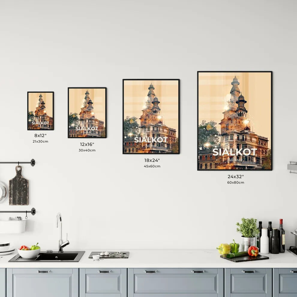 Sialkot Skyline Iconic Architecture Art Poster Print Office Art