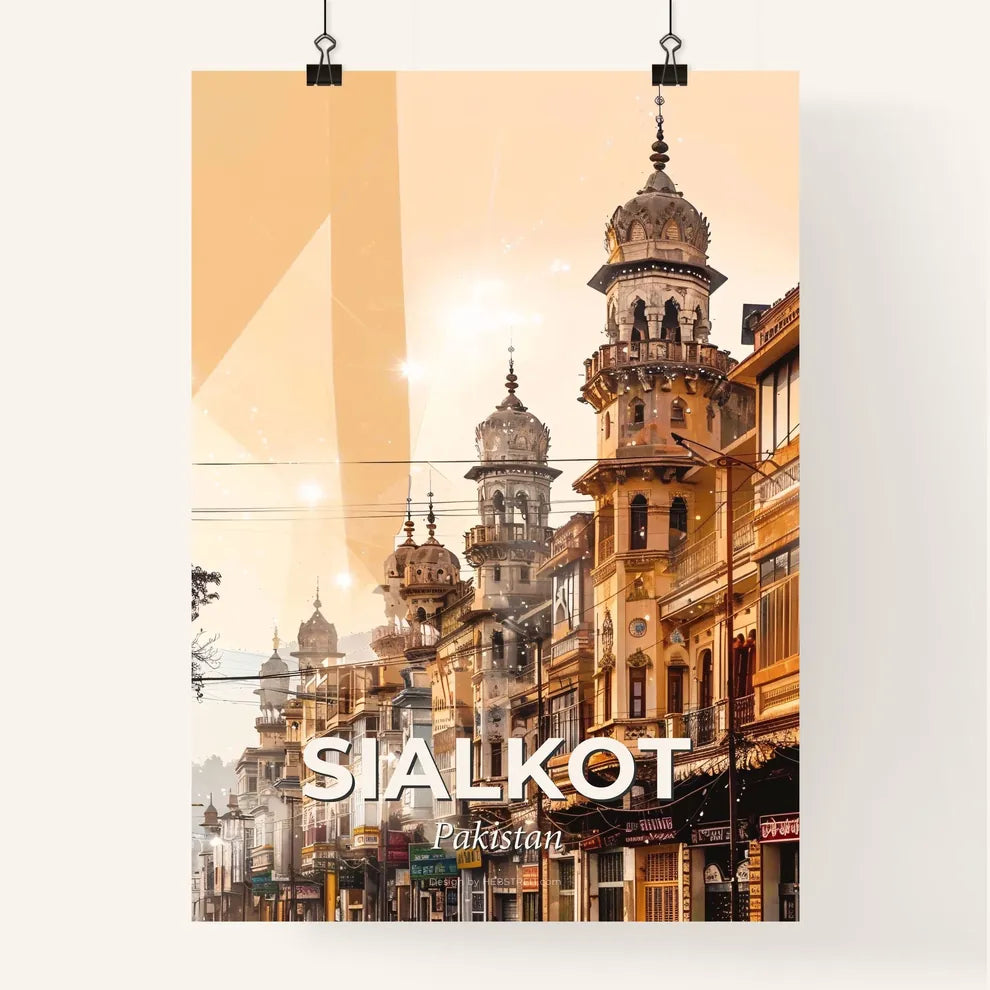 Sialkot: Double Exposure City Skyline Poster
