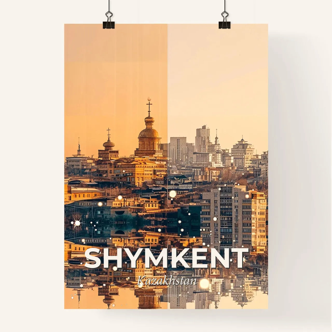 Shymkent Architectural Skyline Composite Art Poster